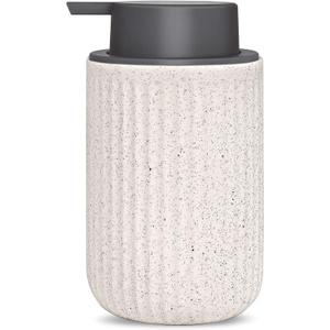 LALA DOLCE Foam Dispenser - Hand Pump Dispenser Beige Foaming Soap Dispenser Ceramic Dish Liquid Dispenser for Kitchen Bathroom Hand Wash Bottle (13.5oz/400ml Beige)