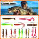 PLUSINNO Fishing Lures, 108PCS Tackle Box with Tackle Included Paddle Tail Swimbaits, Soft Worm Lures, Crappie Jigs Heads, Fishing Gear Bait Lure Kit Gifts for Men Trout Bass Freshwater