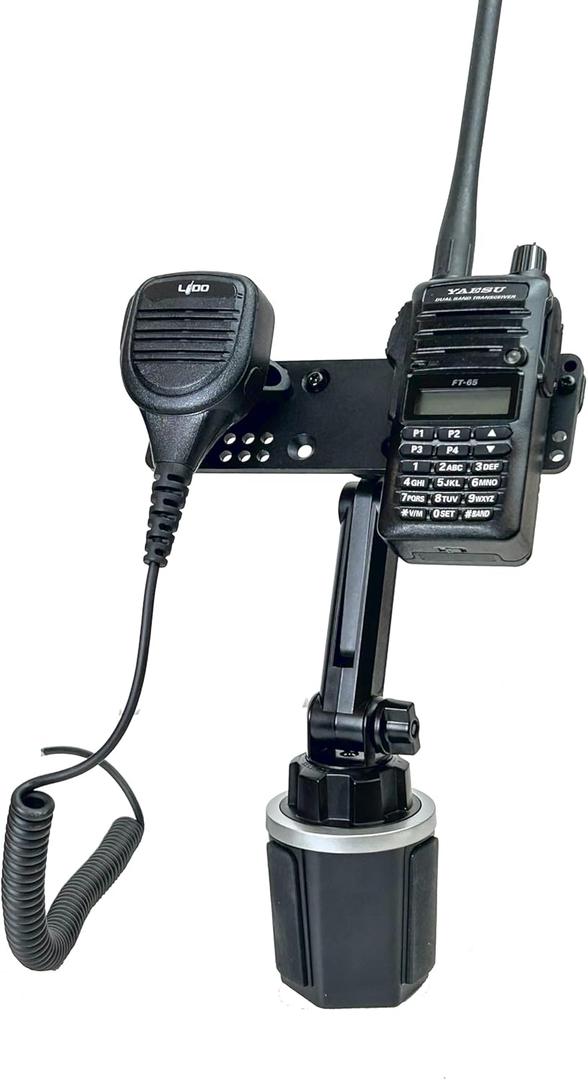 Lido Cup Holder Mount with Height Adjustment and Mic Holder for Anytone BaoFeng Icom Kenwood Yaesu Wouxon HT's