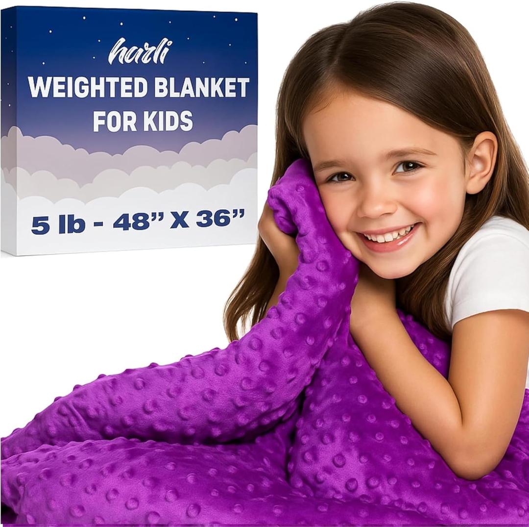 hazli Super-Soft Kids Weighted Blanket 5 Pounds - Easy to Clean, Washable Minky Cover - 36x48 Inches 5lbs Small Heavy Blanket for Girls and Boys Child