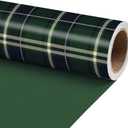RUSPEPA 30" X 100' Reversible Christmas Wrapping Paper Large Paper Roll, Jumbo Roll, Dark Green Plaid Tartan and Solid Green Double Sided Gift Wrap Paper for Holiday, Xmas Party, Family Gathering