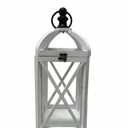 HD Designs Small Metal & Wood Lantern - White