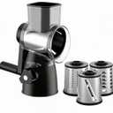 JIUMEXES Rotary Cheese Grater Hand Crank with 3-in-1 Blades - Fast, Safe & Effortless Grating, Perfect for Cheese, Vegetables & Chocolate, BPA-Free with Steel Drums,Black