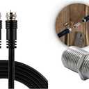 GE RG6 Coax Cable (6ft) and Coaxial Cable Extension Adapters (2-Pack) (Black)