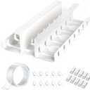 Under Desk Cable Management, 2 Pack 17" Cable Tray Organizer, No Drill or Screw Mount, Standing Desk Cable Management, Cord Organizer, White