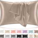 Softhour Silky Pillowcase Premium Satin Pillow Cases with Zipper Closure for Hair and Skin, Queen Size 20 x 30 Inches, Gifts for Women, Light Brown