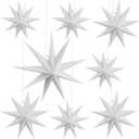 8 Pieces 3D Paper Stars Paper Star Lantern Christmas White 9-Pointed Star Hanging Decorations for Weddings Christmas Birthday Party Home Decor, 3 Size