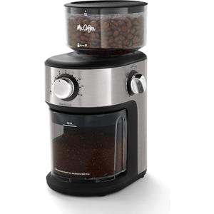 Mr. Coffee Burr Coffee Grinder Automatic Grinder with 18 Presets for French Press Drip and Espresso 18-Cup Capacity Stainless Steel