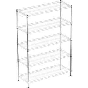 Guan River 5-Shelf Adjustable Metal Shelf Wire Shelving Unit Heavy Duty Storage Rack Display Shelf for Office,Kitchen,Bedroom,Bathroom,Laundry,Pantry Basement,Garage(Chrome,48" L x 18" W x 72" H)