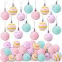 24 Pcs Mini Pastel Christmas Ornaments Decor for Tree Christmas Pink Bulb Balls Hanging Candy Ball Rainbow for Home Xmas Tree Party Centerpiece Wreath Garland Holiday, 1.57 Inch (Macarons)
