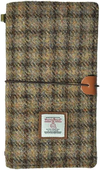 Harris Tweed Travel Journal, Soft Cover Travelers Notebook - 8.7" x 5.0",Refillable with One Blank Inserts, Standard Size (No.664)