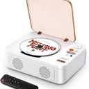 Portable CD Player with Bluetooth, 2600mAh Battery, USB & AUX, Dual 3W Speakers, Remote Control – for Seniors, Nostalgia Gift, Home Party (White)