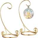 2 Pcs Ornament Display Stand - Small Twisted Ornament Hanger Stand Holder Hanging Terrarium Holder Plants Witch Ball Wedding Party Ornaments Perfect for Home and Office Decor Gold 7.5" H, 2 pack