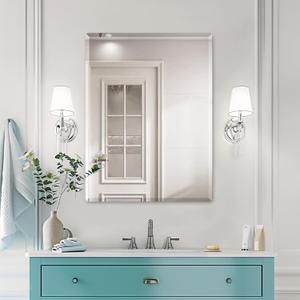 Mirrorons Beveled Mirror, Wall Mirror 24" x 32", Frameless Rectangle Bathroom Mirror with Beveled Edge, Hangs Horizontally or Vertically. Rounded Corner Tempered