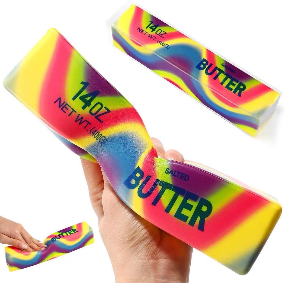 Big Butter Squishy,Giant Squishies Butter 14 OZ,Jumbo Slow Rising Squeeze Toys,Large Soft PU Foam Fidget Toy for Anxiety & Sensory Stress Relief 8.7*1.8*1.8 Inch