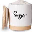 LEETOYI Ceramic Food Storage Containers with Lid,Modern Farmhouse Kitchen Decor, Countertop Food Storage Caddy Organizer, 33oz (Labeled Sugar)