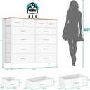 VASICAR 12 Drawers Dresser for Bedroom, Compact Chest of Drawers, 11.8"D x 31.5"W x 37.2"H