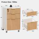 3 Drawers Fluted Mobile File Cabinet with Lock, Rolling File Cabinet Printer Stand Table, Under Desk Wooden Filing Cabinets for Home Office Essentials Storage Organization Furniture Letters/A4(Oak)