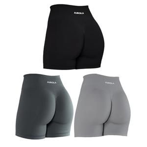AUROLA 3 Pieces Sets Intensify Workout Shorts for Women Seamless Scrunch Short Gym Yoga Running Sport Active Exercise Fitness Shorts