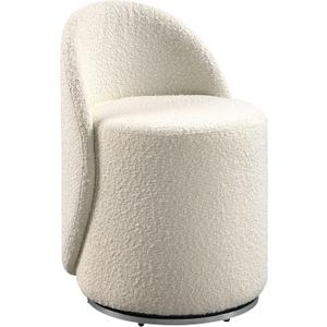 OSP Home Furnishings Lystra Swivel Barrel Vanity Chair with Textured Boucle Fabric, Cream
