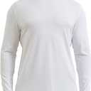 netdraw Men's Ultra Soft Bamboo Viscose Long Sleeve T-Shirt Crew Neck Comfy Lightweight Casual Pajama Lounge Shirt (X-Large, White)