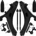 Front Lower Control Arm w/Ball Joint fit for Subaru Forester 2009 2010 2011 2012 2013, Suspension Kit with Inner Outer Tie Rod End w/Steering Boot Sway Bar Link - 10pc Set