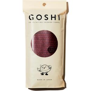 GOSHI Exfoliating Shower Towel - Rip-Resistant Exfoliating Washcloth for All Skin Types - Brick Red - Made in Japan