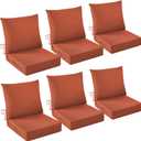 Outdoor Chair Cushions, 24 x 24 Inch Outdoor Cushion for Patio Furniture, Patio Chair Cushion, Waterproof & Fade Resistant Deep Patio Furniture Cushions Set with Handle and Ties, Spice (Set of 6), 24*24+5.75/25*22.5