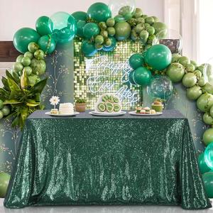 B-COOL Rectangle Tablecloth Sequin Linen: Glitter Fabric 6ft Long Table Cloth for Wedding Party Dining Banquet Christmas Holiday St. Patrick's Day Decoration, 60x102 inch Emerald Green