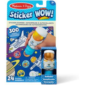 Melissa & Doug Sticker Wow! 24-Page Activity Pad and Sticker Stamper, 300 Stickers, Arts and Crafts Fidget Toy Collectible Character Astronaut - for Kids Ages 3+ - FSC Certified