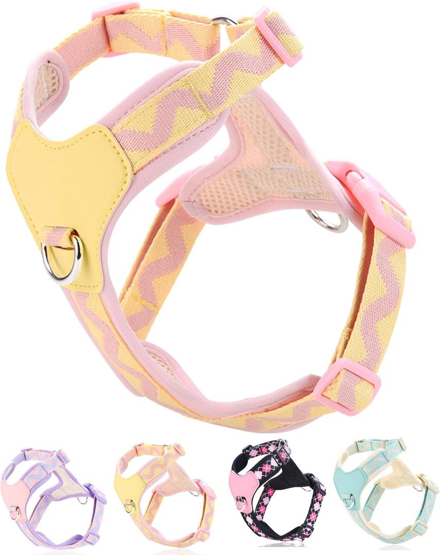 Petank Pink Medium Dog Harness for Medium Dogs, No Pull Dog Harness with 2 Leash Clips,Puppy Harness, Adjustable Dog Vest Harness (Pink, M)