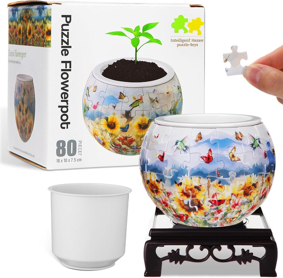 3D Puzzle Vase 3D Puzzle Flower Vase Crafted from 160 Curved Plastic Pieces DIY Housewarming Gift for Flower Arrangements and Home Decoration(Trochilus,Butterfly)
