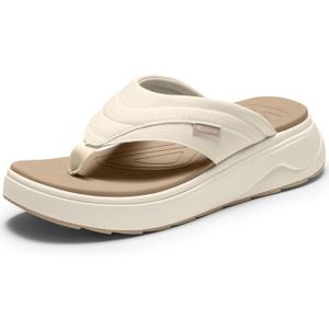 Vilanva Women's Platform Flip Flops Cushioned Walking Sandals with Arch Support for Plantar Fasciitis Relief Lightweight Non-Slip Shoes for 2026 Summer Outfits (9, Beige)