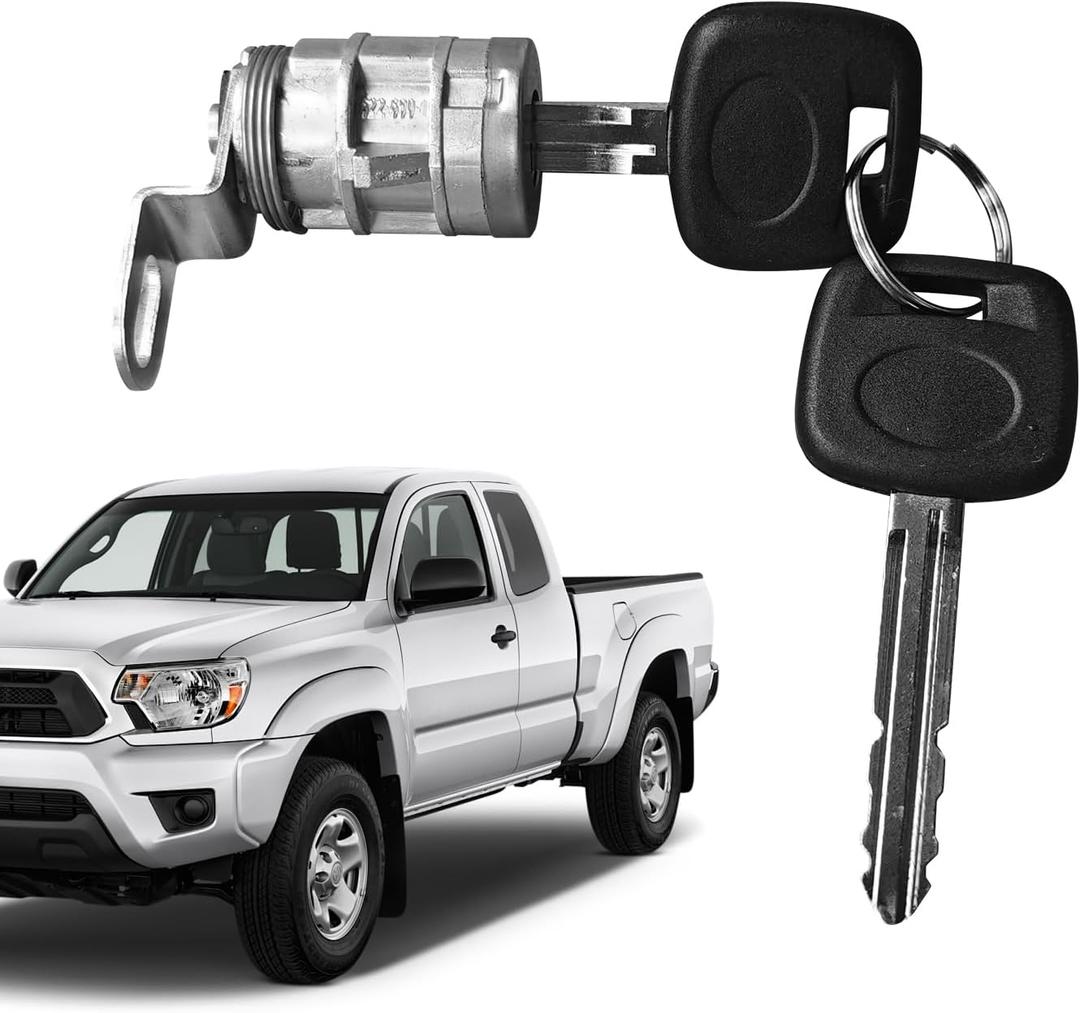 Tailgate Lock Cylinder with Key Set Compatibile with Toyota Tundra 2000-2021, Tacoma 2016-2022 Replacement 69055-0C010, 69055-0C030, Anti-Oxidation, High Hardness, Corrosion Resistant