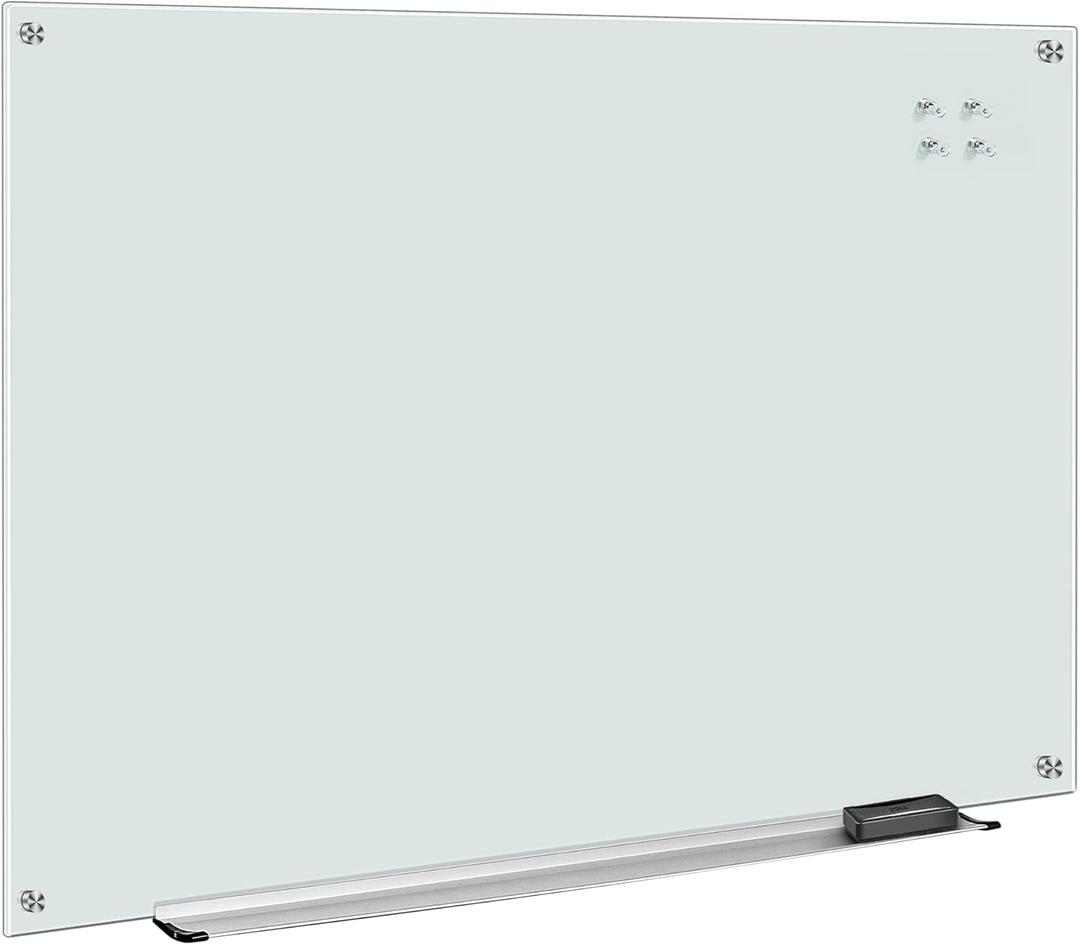 Amazon Basics Glass Dry-Erase Board, Magnetic Frameless Whiteboard, 48W'' x 36H''