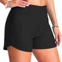 G Gradual Women's 4" Swim Board Shorts High Waisted Tummy Control Swimsuit Bathing Suit Bottoms for Women with Liner Pocket S