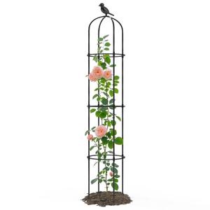 Trellume Garden Obelisk Trellis for Climbing Plants Outdoor - 69"(H), Rustproof Trellis with Adjustable Rings, Metal Plant Support for Potted Vines, Garden Trellis Use for Outdoor or Indoor(1 Pack)