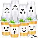 Jingmore 48 Pcs Halloween 12 oz Plastic Cups Ghost Design Disposable Cups for Halloween Party Beer Beverage Ice Cream Snacks