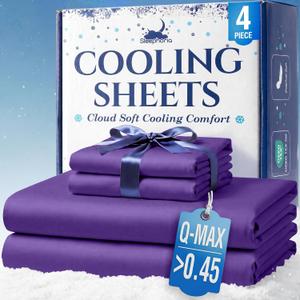 Cooling Sheets - BreezeWeave 4 PC Full Size Cooling Bed Sheets for Hot Sleepers & Deep, Cool Rest - Cloud Soft, Silky Smooth, 16 in Deep Pocket, Ultra Durable (Regal Purple)