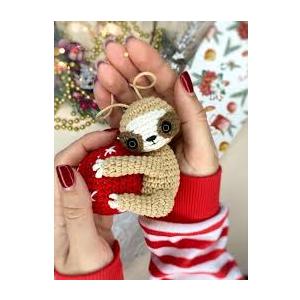 KORUBIA Sloth Ornament - Sloth Ornaments for Christmas Tree, Animal Ornaments - Animal Lovers Gifts for Women - Christmas Crochet Ornament & Card