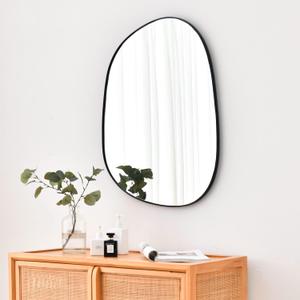 ELEHUME Asymmetrical Wall Mirror for Decor 21"*27", Modern Black Framed Wall Mirror for Living Room Bathroom Bedroom Entryway ELE-STOU-0065B