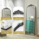 SMIROR Black Vintage Arched Full Length Mirror 72x32, Baroque Ornate Body Floor Mirror for Dressing, Shatter-Proof and Anti-Rust