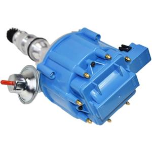 A-Team Performance 360 Ci Distributor HEI Complete 65K Coil - Blue Cap & 1-Wire Installation - CNC Billet Aluminum Housing - Compatible with Ford FE V8 352, 360, 390, 406, 410, 427 & 428