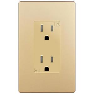 ENERLITES Elite Series Decorator Receptacle Outlet Child Safe Tamper-Resistant, Self-Grounding, Residential Grade, 15A 125V, UL Listed, Wall Plate Included, 61501-TR-GDWP, Gold