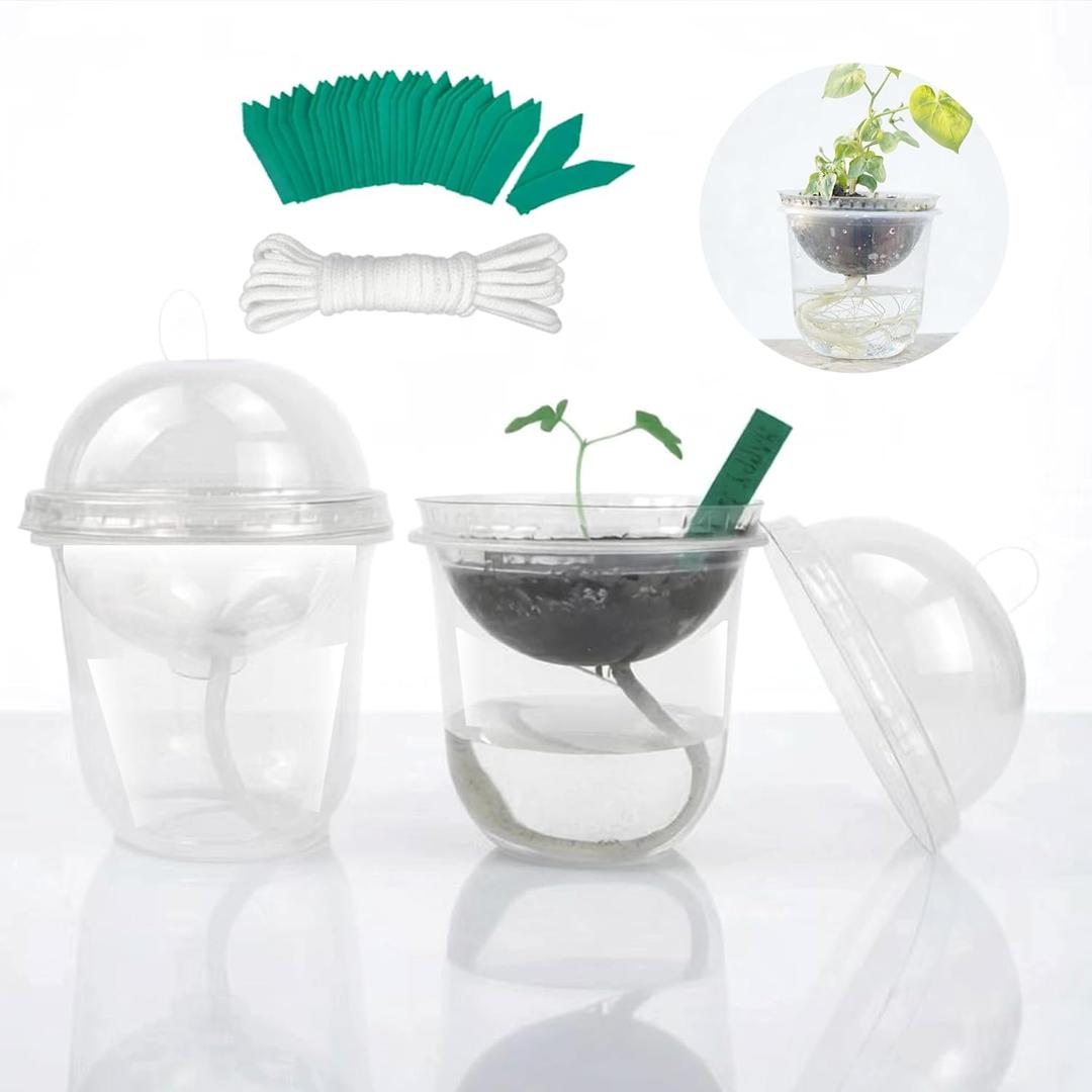 ORIMERC 30 Pack Self-Watering Seed Starter Cup with Humidity Dome, Self Watering Seeds Starting Kit, Transparent Plant Germination Nursery Pot, Automatic Watering Container for Planting Seedling