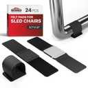 X-Protector Sled Base Chair Floor Protector - 24 PCS Chair Floor Protectors for Hardwood for Rail Feet - Floor Protectors for Chairs with Tubular Legs - Black Wrap Felt Chair Glides! (Large - 5.7" x 1.2" (Black))