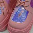 Cape Robbin Radio Holographic Platform Ankle Boots with Chunky Block Heels for Women Size 9