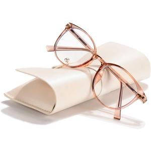 FONHCOO Blue Light Blocking Glasses Women Men Computer Eyeglasses,TR90 Fashion Round Transparent Anti Blue Light Glasses with Anti Eyestrain & UV Glare for Gaming & Reading (Shiny Champagne)