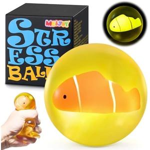 Stress Balls for Kids Adults - Squishy Fidget Toys Sensory Toys for Kids with Autism Glow in The Dark Squeeze Balls for Hand Therapy Squish Ball for Anxiety Stress Relief Easter Basket Stuffers