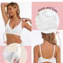 Deep V Bra Low Cut Sexy Push Up Bralettes for Women Padded Comfy Smoothing Wireless Lifting Bras Seamless Bralette (White, L)